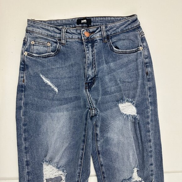 I&M Black Label Distressed Slim Straight Women's size 3 Blue Denim Jeans - Picture 2 of 4